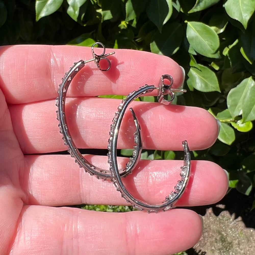 Alberian & Aulde Sterling and White Topaz Hoops - Picture 6 of 6